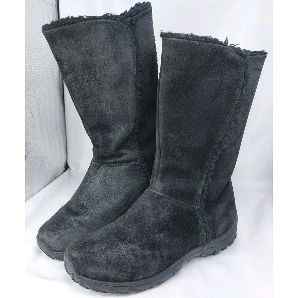 Patagonia Lugano 11" Shaft‎ Boot Wms Size 9 Black Suede Waterproof Polar Tec